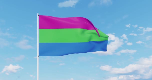 Ondas Bandeira Polysexual Pride Céu — Vídeo de Stock