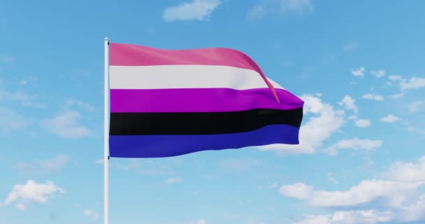 Gelombang Bendera Genderfluid Pride Langit — Stok Video