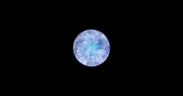 Loopanimation Einer Blauen Rauchigen Magischen Kugel Auf Einfachem Hintergrund — Stockvideo