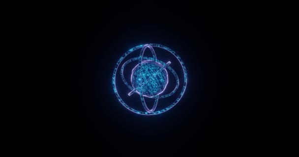 Science Fiction Abstrakcyjna Kula Energii Świecącymi Krawędziami Pierścieniami — Wideo stockowe