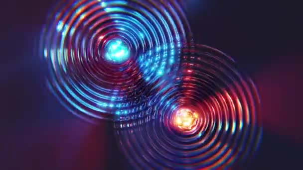 Les Sphères Rouges Bleues Rayonnantes Leurs Ondes Sonores Interceptent — Video