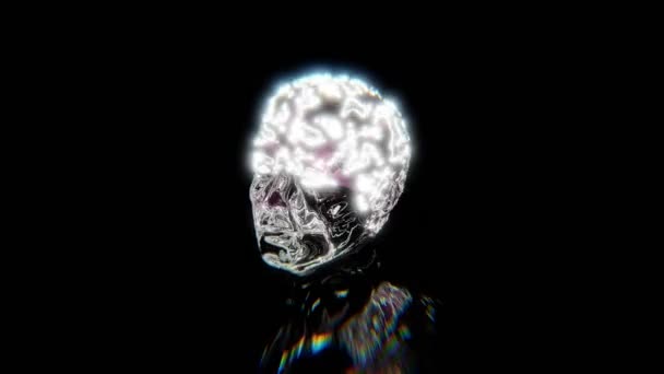 Tajemná Umělá Inteligence Abstraktní Římská Socha Hlava Bílá Mozková Animace — Stock video