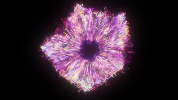 Renkli Pembe Kozmos Göz Patlaması Siyah Arkaplan Karşısında Yıldızlarla — Stok video
