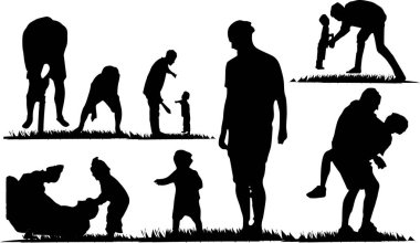 Baba günü ve oğul siluet vektör tasarımı 