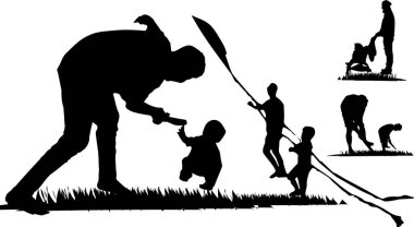 Baba günü ve oğul siluet vektör tasarımı 