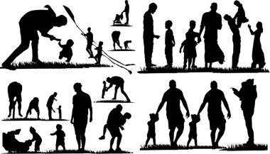 Baba günü ve oğul siluet vektör tasarımı 