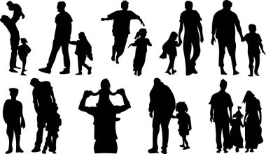 Baba günü ve oğul siluet vektör tasarımı 