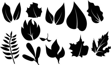 Autumn Leaves koleksiyon siluet vektör trend tasarımı 