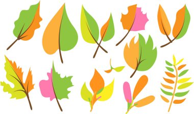Autumn Leaves koleksiyon siluet vektör trend tasarımı 