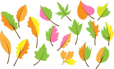 Autumn Leaves koleksiyon siluet vektör trend tasarımı 