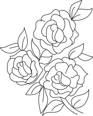 El çizimi basit çiçek açan elma ağacı ana hatları