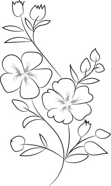 El çizimi basit çiçek açan elma ağacı ana hatları