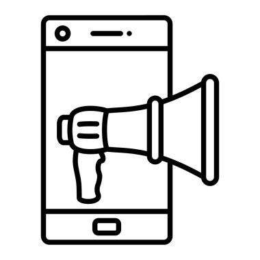 Mobil Pazarlama vektör simgesi. Yazdırma, mobil ve web uygulamaları için kullanılabilir.