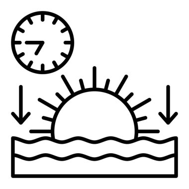 Gün batımı vektör simgesi. Yazdırma, mobil ve web uygulamaları için kullanılabilir.