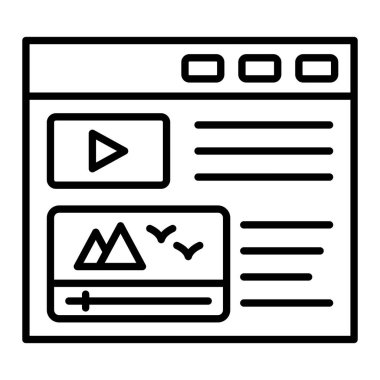 Video İçerik vektör simgesi. Yazdırma, mobil ve web uygulamaları için kullanılabilir.