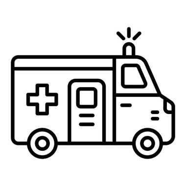 Ambulans vektör simgesi. Yazdırma, mobil ve web uygulamaları için kullanılabilir.