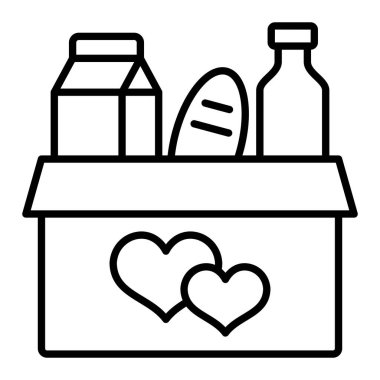 Yiyecek bağışı vektör ikonu. Yazdırma, mobil ve web uygulamaları için kullanılabilir.