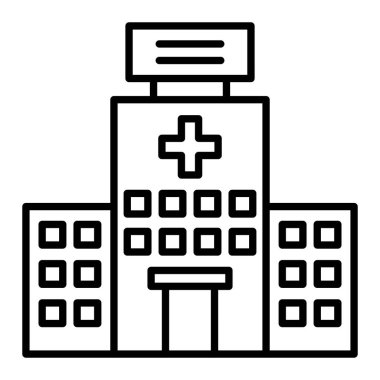 Hastane binası vektör ikonu. Yazdırma, mobil ve web uygulamaları için kullanılabilir.