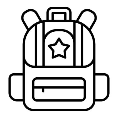 Sırt çantası vektör simgesi. Yazdırma, mobil ve web uygulamaları için kullanılabilir.