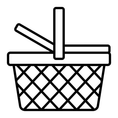 Piknik sepeti vektör simgesi. Yazdırma, mobil ve web uygulamaları için kullanılabilir.