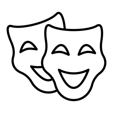 Tiyatro Maskesi vektör simgesi. Yazdırma, mobil ve web uygulamaları için kullanılabilir.
