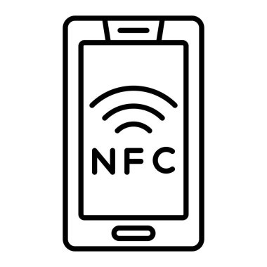 NFC vektör simgesi. Yazdırma, mobil ve web uygulamaları için kullanılabilir.