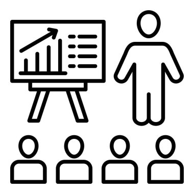 Sunum vektör simgesi. Yazdırma, mobil ve web uygulamaları için kullanılabilir.