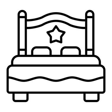 Çift yatak vektör simgesi. Yazdırma, mobil ve web uygulamaları için kullanılabilir.