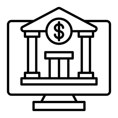 Çevrimiçi bankacılık vektör simgesi. Yazdırma, mobil ve web uygulamaları için kullanılabilir.