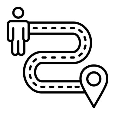 Konum uzaklık vektör simgesi. Yazdırma, mobil ve web uygulamaları için kullanılabilir.