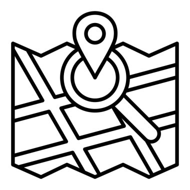 Harita Arama vektör simgesi. Yazdırma, mobil ve web uygulamaları için kullanılabilir.