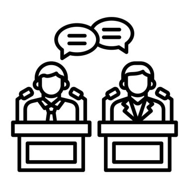 Tartışma vektörü simgesi. Yazdırma, mobil ve web uygulamaları için kullanılabilir.