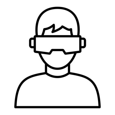 VR vektör simgesi. Yazdırma, mobil ve web uygulamaları için kullanılabilir.