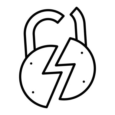 Kırık Kilit vektör simgesi. Yazdırma, mobil ve web uygulamaları için kullanılabilir.