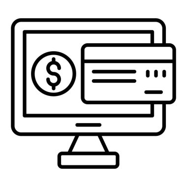 Çevrimiçi Ödeme vektör simgesi. Yazdırma, mobil ve web uygulamaları için kullanılabilir.