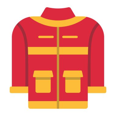 İtfaiyeci ceketi vektör ikonu. Yazdırma, mobil ve web uygulamaları için kullanılabilir.
