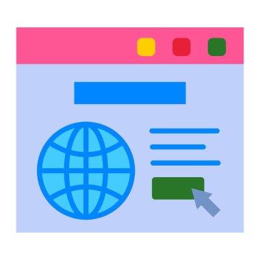 Web Tarayıcı vektör simgesi. Yazdırma, mobil ve web uygulamaları için kullanılabilir.