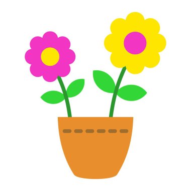 Çiçek saksısı vektör simgesi. Yazdırma, mobil ve web uygulamaları için kullanılabilir.