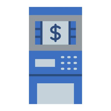 ATM vektör simgesi. Yazdırma, mobil ve web uygulamaları için kullanılabilir.