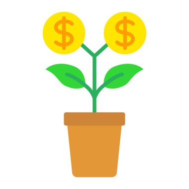 Money Plant vektör simgesi. Yazdırma, mobil ve web uygulamaları için kullanılabilir.