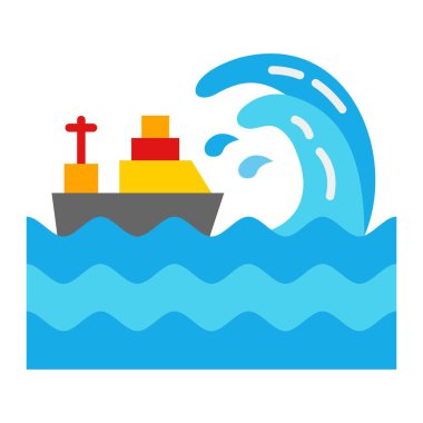 Tsunami vektör simgesi. Yazdırma, mobil ve web uygulamaları için kullanılabilir.