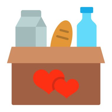 Yiyecek bağışı vektör ikonu. Yazdırma, mobil ve web uygulamaları için kullanılabilir.