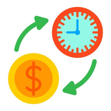 Zaman para vektör simgesidir. Yazdırma, mobil ve web uygulamaları için kullanılabilir.