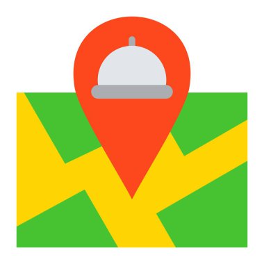 Restoran konum vektör simgesi. Yazdırma, mobil ve web uygulamaları için kullanılabilir.