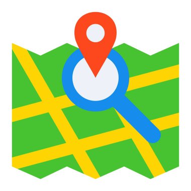 Harita Arama vektör simgesi. Yazdırma, mobil ve web uygulamaları için kullanılabilir.