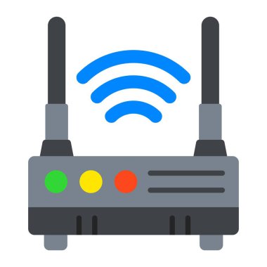Kablosuz Router vektör simgesi. Yazdırma, mobil ve web uygulamaları için kullanılabilir.