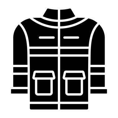 İtfaiyeci ceketi vektör ikonu. Yazdırma, mobil ve web uygulamaları için kullanılabilir.