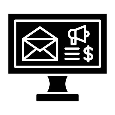 E- posta Pazarlama vektör simgesi. Yazdırma, mobil ve web uygulamaları için kullanılabilir.