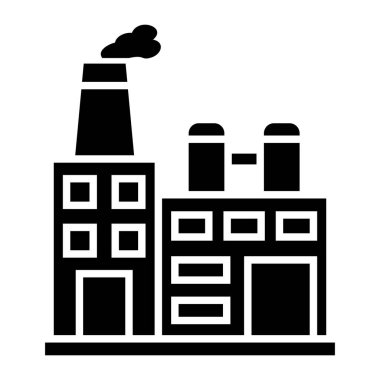 Fabrika vektör simgesi. Yazdırma, mobil ve web uygulamaları için kullanılabilir.