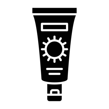 Güneş kremi ikonu. Yazdırma, mobil ve web uygulamaları için kullanılabilir.